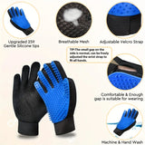 2-In-1 Pet Grooming Gloves Set–Silicone Massage & Hair Removal Gloves for Dogs&Cats,Deshedding Glove Brush for Bathing & Bonding